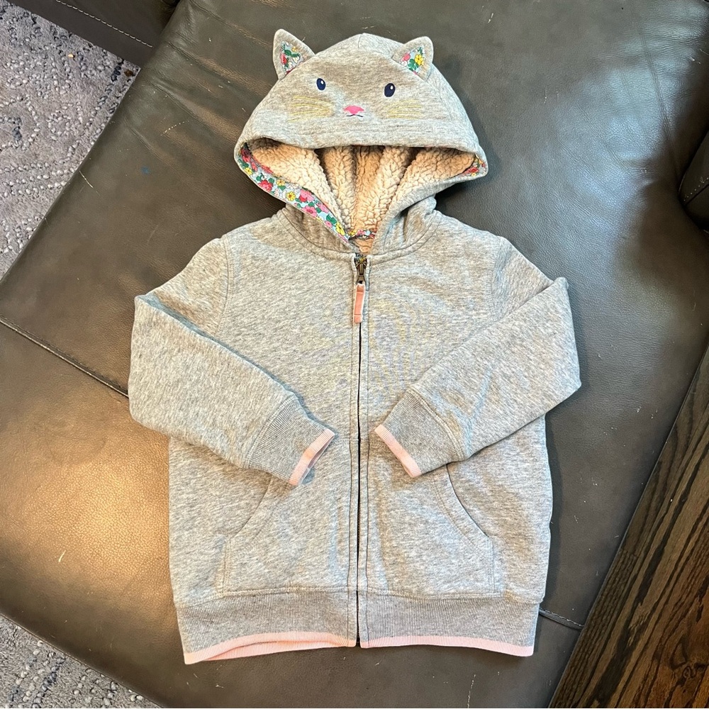 Mini Boden Kid’s Cat Ear Gray Hoodie 5-6 Years